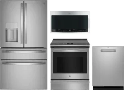 4 Piece Package Includes Refrigerator, Range, Microwave And Dishwasher